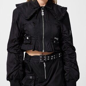 Ganni Peter Pan collar bomber jacket
